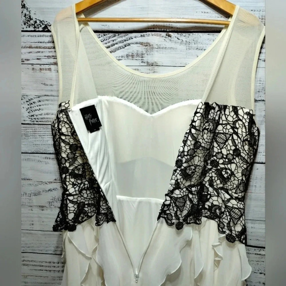 Harry Potter Lace Black Ivory Ruffle Gown size 16 Deathly Hollows Formal - Picture 7 of 8